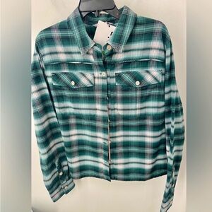L 🔖 Bevel Flannel Rich Pine Plaid Green $125